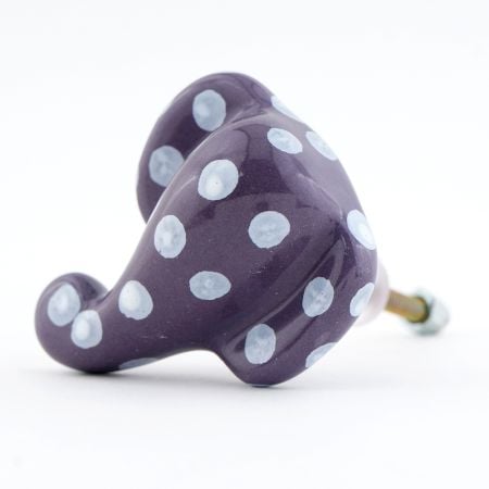 Purple Polka Elephant Face Knob