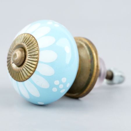 Turquoise Floral Ceramic Drawer Knobs Online