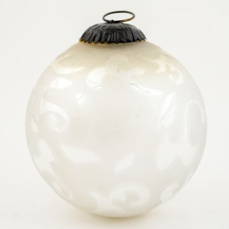 Round Vintage Style Mercury Silver Glass Christmas Ornament