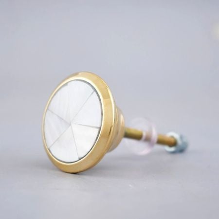 Natural Shell Brass Dresser Knob