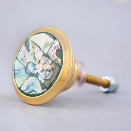 Green Feather Brass Cabinet Knobs