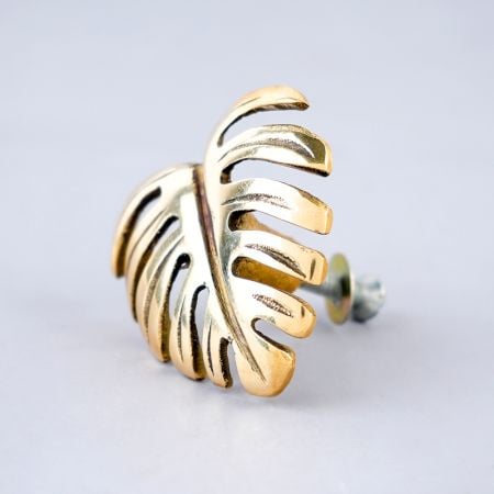 Golden Brass Monstera Leaf Cabinet Knob