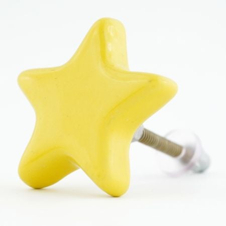 Solid Yellow Star Ceramic Cupboard Knob