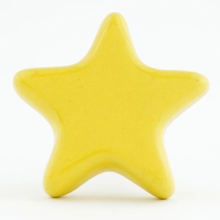 Solid Yellow Star Ceramic Cupboard Knob