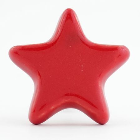 Solid Red Star Ceramic Cupboard Knob