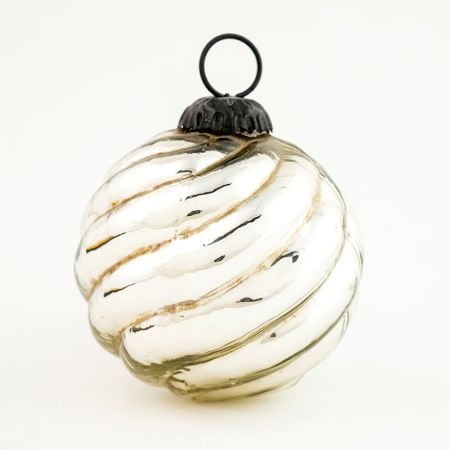 Vintage Glass Silver Round Hanging Ornament For Christmas Tree decor