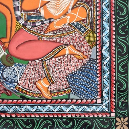 Kalighat Pattachitra Goddess Durga Folk Painting (216×121 cm)