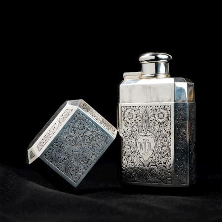 Tiffany and Co Sterling Silver Engraved Flask