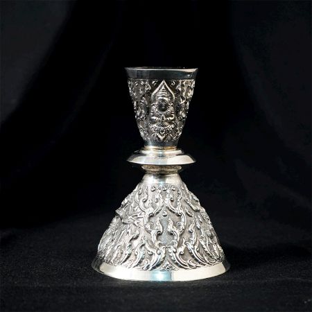 Handcrafted Thailand Sterling Silver Embossed Candle Holder