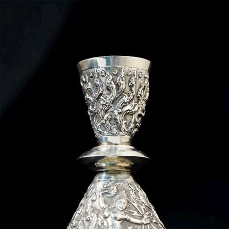 Handcrafted Thailand Sterling Silver Embossed Candle Holder
