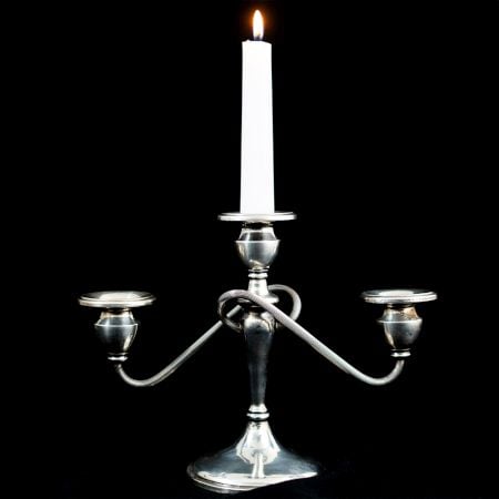 Vintage Sterling Silver Three Arm Candle Holder in Pair