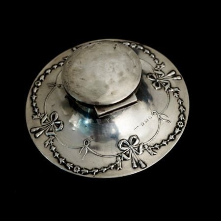Antique Sterling Silver Hinged Desk Ink Pot