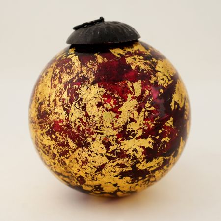 Vintage Red and Gold Glass Christmas Ornament