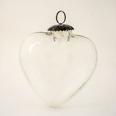 Clear Decorative Heart Shaped Glass Christmas Hanging Ornament