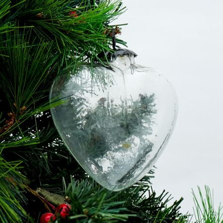 Clear Decorative Heart Shaped Glass Christmas Hanging Ornament