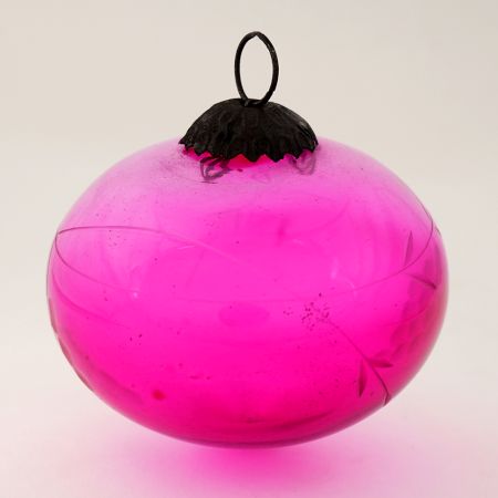 Queen Pink Vintage Glass Turnip Christmas Ornament