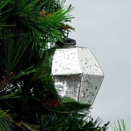 Antique Mercury Glass Geometric Hanging Ornament