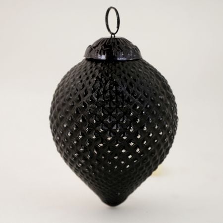 Black Textured Glass Christmas Hanging Ornament