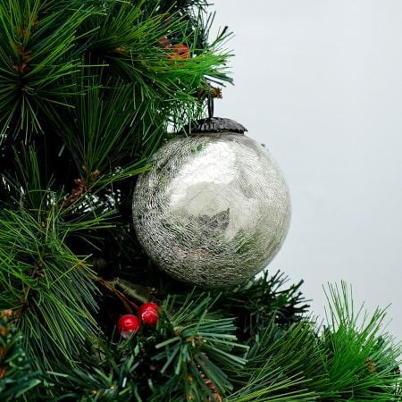 Silver Vintage Round Mercury Glass Christmas Ornament