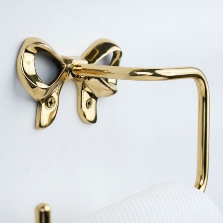 Elegant Brass Bow Toilet Paper Holder Wall Mounted Bathroom Accessory
