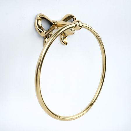 Premium Brass Bow Design Ring Hanger for Bathroom