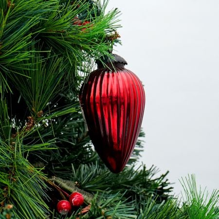 Red Almond Shape Christmas Glass Hanging
