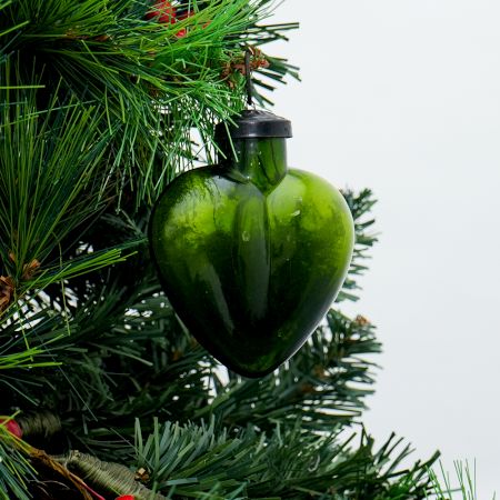 Green Heart Shaped Glass Christmas Ornament