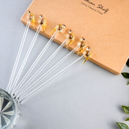 6 Pieces Cut Bird Stirrer Glass Swizzle Sticks for Cocktail Party
