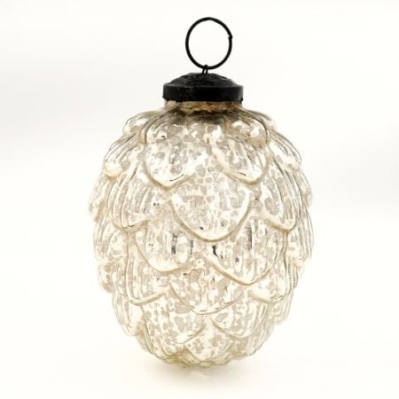 Antique Silver Mercury Glass Christmas Ornament