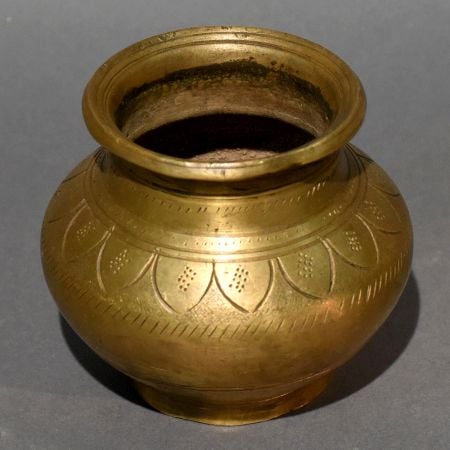 Engraved Brass Kalash Ritual Pot Vessel