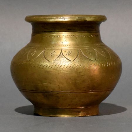 Engraved Brass Kalash Ritual Pot Vessel