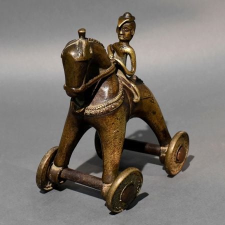 Dhokra Brass Horse Rider Rolling Sculpture