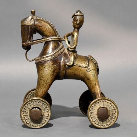 Dhokra Brass Horse Rider Rolling Sculpture