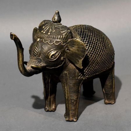 Dhokra Brass Elephant Tribal Decorative Figurine