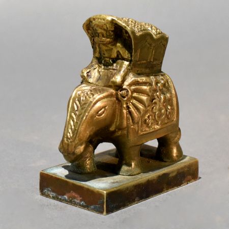 Brass Elephant Rider Figurine Traditional Decor Sculpture