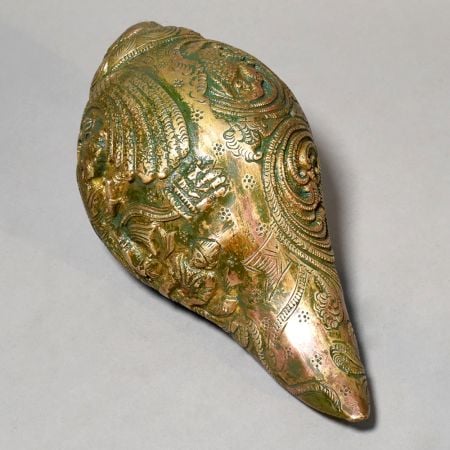 Brass Vishnu Lakshmi Shankh Conch Religious Sculpture