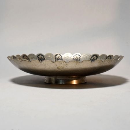 Brass Floral Engraved Decorative Serving Bowl Plate