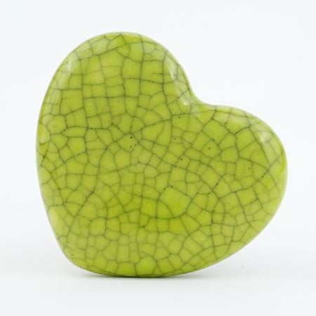 Pea Green Heart Crackle Ceramic Knob