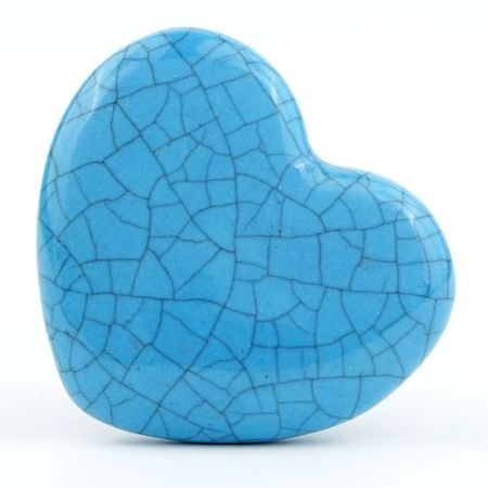 Turquoise Heart Crackle Ceramic Dresser Knob
