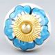 White Turquoise Floral Painted Knob