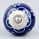 Navy Blue Floral Ceramic Cabinet Knob