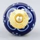 Navy Blue Floral Ceramic Cabinet Knob