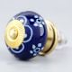 Navy Blue Floral Ceramic Cabinet Knob