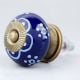 Navy Blue Floral Ceramic Cabinet Knob