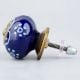 Navy Blue Floral Ceramic Cabinet Knob