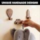 Wooden Adhesive Hot Air Balloon,Car And Rocket Shape Wall Hooks-Pack of 3