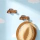 Natural Wooden Adhesive Car Design Wall Hooks-3 Pieces
