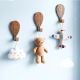 Wooden Adhesive Hot Air Balloon Shape Wall Hooks-3 Pieces