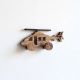 Natural Wooden Helicopter Design Adhesive Wall Hook