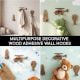 Handmade Adhesive Wooden Wall Hook Set – Rocket, Helicopter & Hot Air Balloon-3 Pieces
